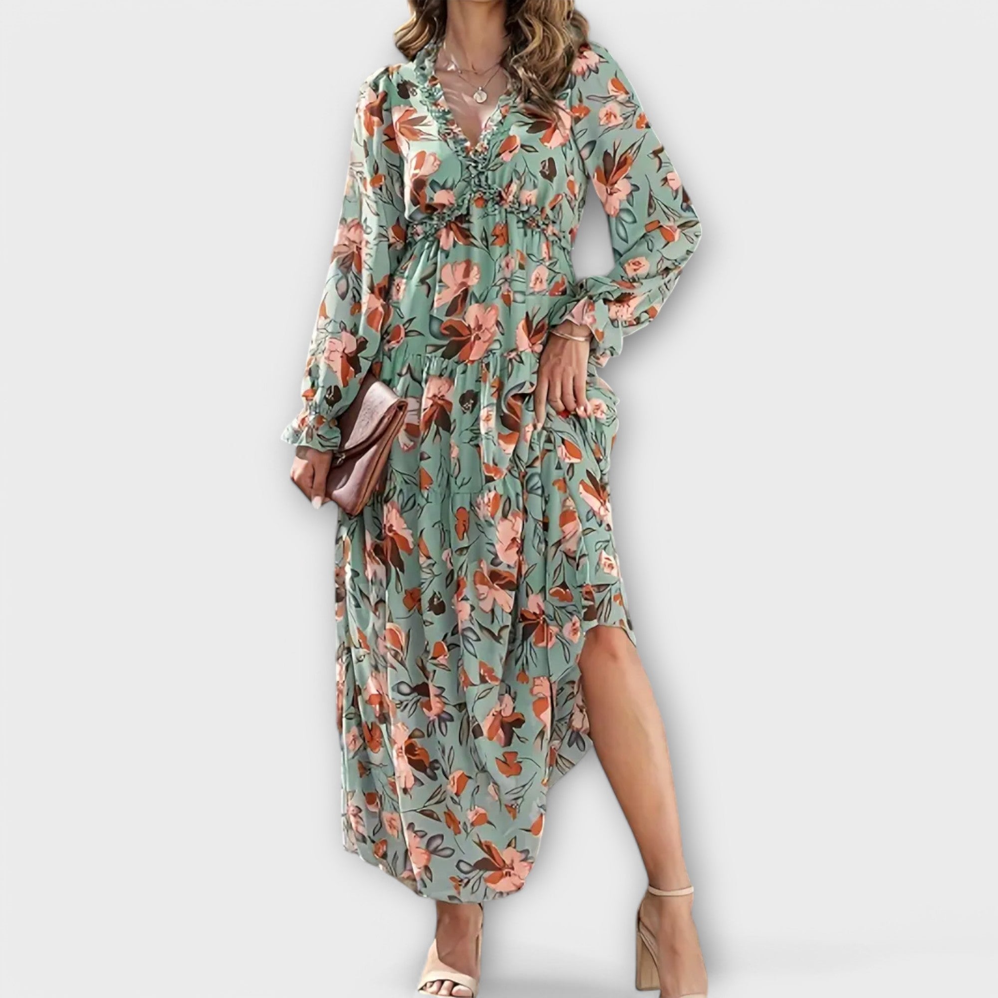 LUNA - STYLISH ELEGANT LUXURY FLORAL MAXI DRESS
