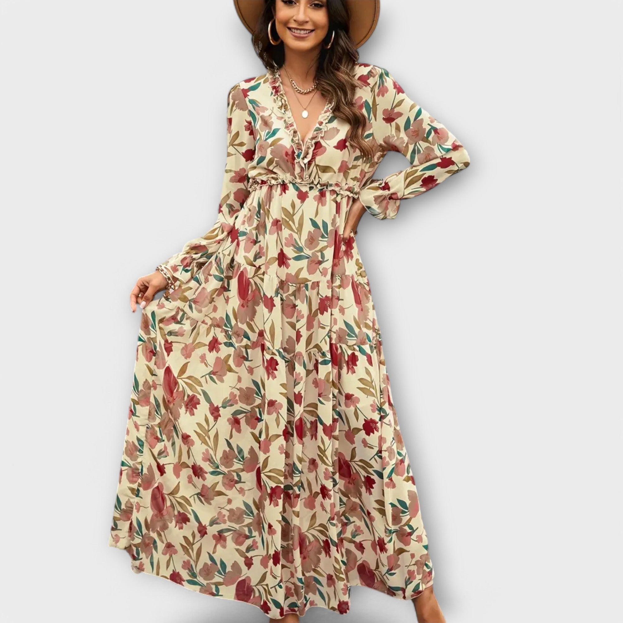 LUNA - STYLISH ELEGANT LUXURY FLORAL MAXI DRESS