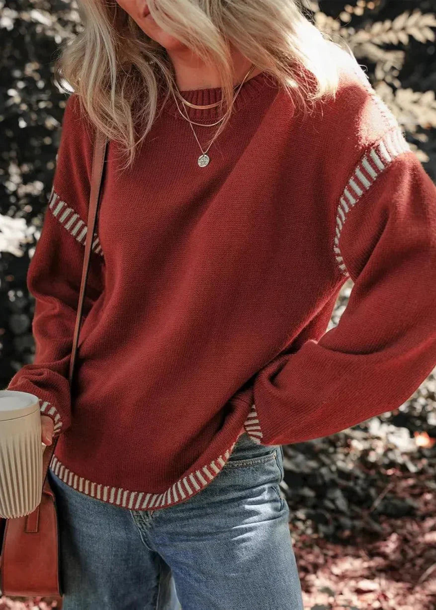 MARISA | CHIC CONTRAST SWEATER WITH TUMMY COVERAGE