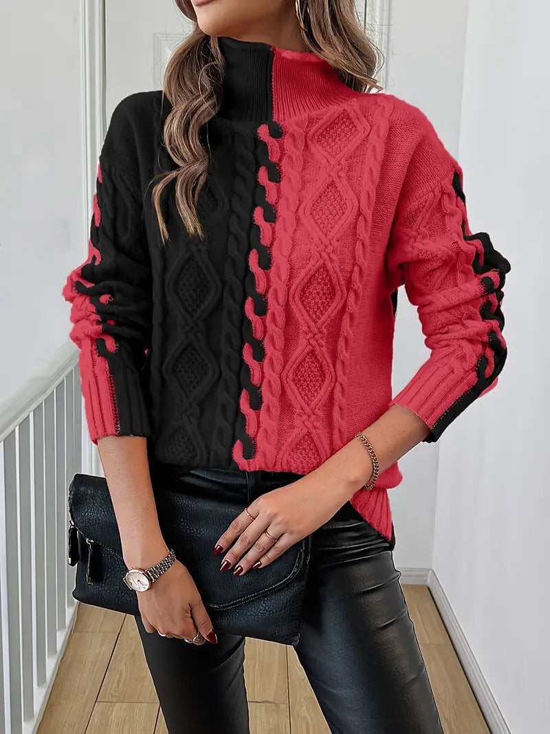 LISE | ELEGANT STRIPED TURTLENECK SWEATER