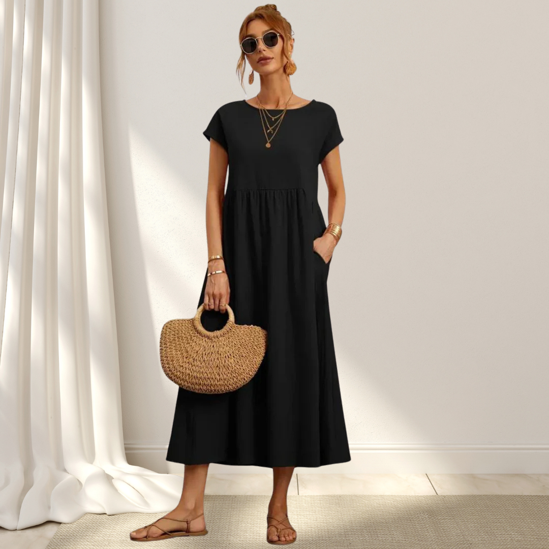 CHARLOTTE – LUXURIOUS COTTON-BLEND DRESS WITH TUMMY COVERAGE