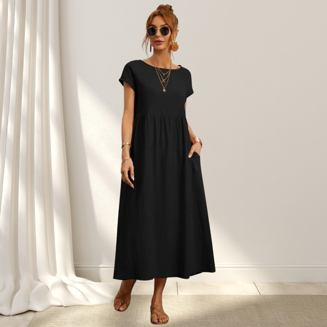 CHARLOTTE – LUXURIOUS COTTON-BLEND DRESS WITH TUMMY COVERAGE