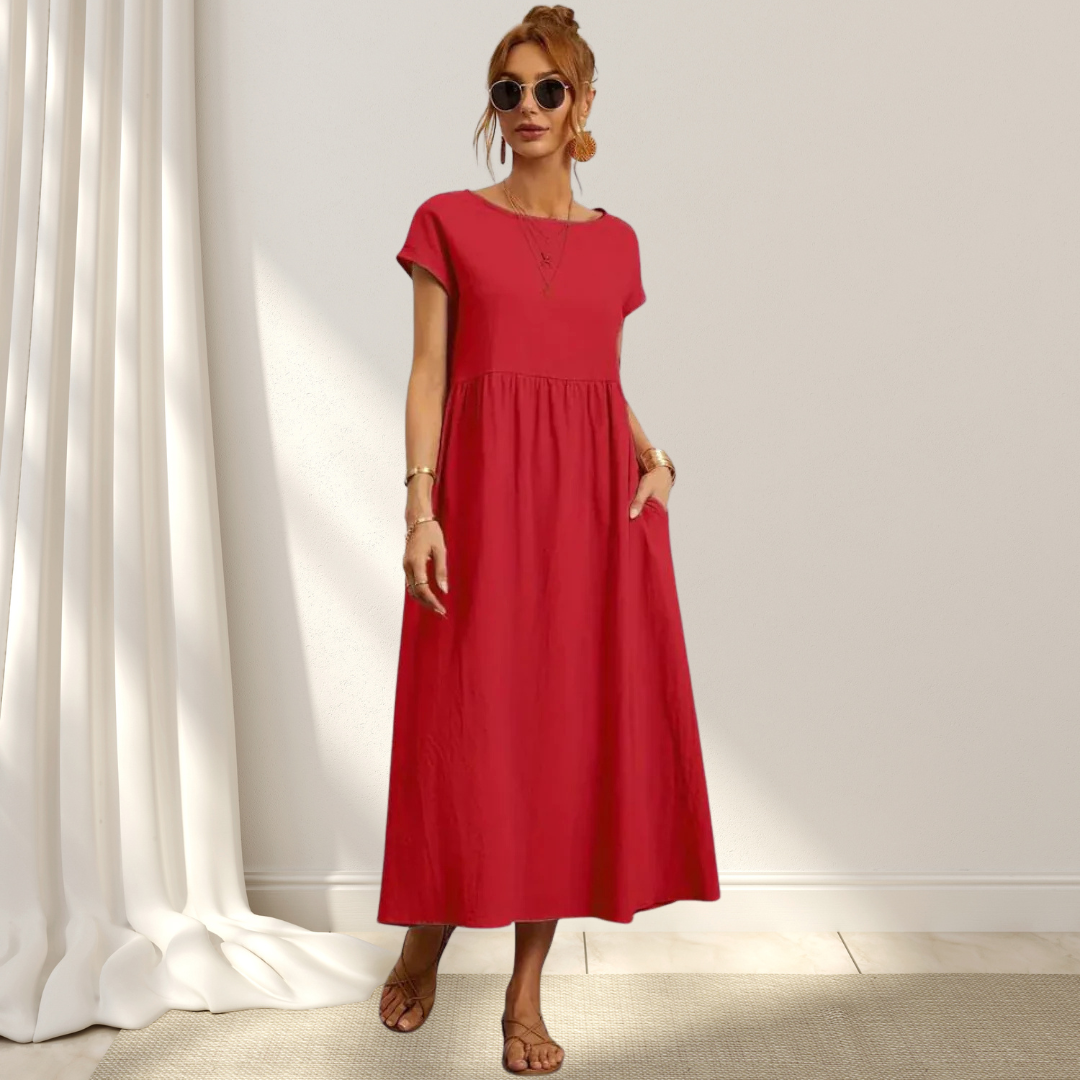 CHARLOTTE – LUXURIOUS COTTON-BLEND DRESS WITH TUMMY COVERAGE