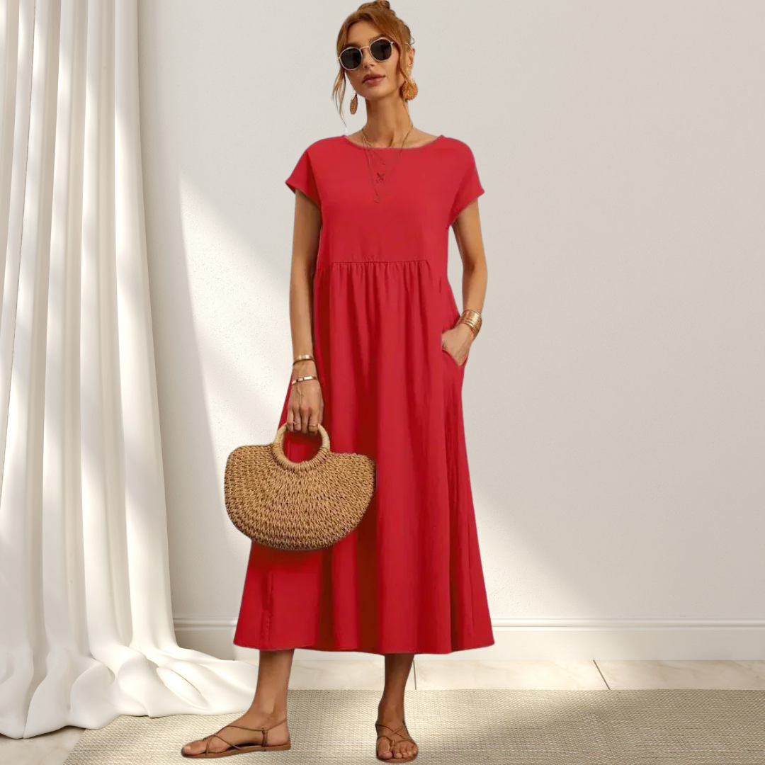 CHARLOTTE – LUXURIOUS COTTON-BLEND DRESS WITH TUMMY COVERAGE