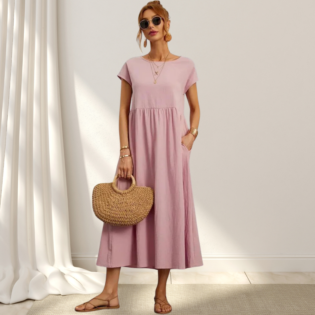 CHARLOTTE – LUXURIOUS COTTON-BLEND DRESS WITH TUMMY COVERAGE