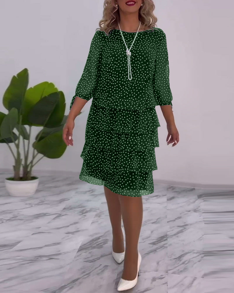 JANICE – RELAXED-FIT ELEGANT LAYERED POLKA DOT DRESS