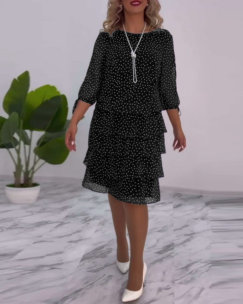 JANICE – RELAXED-FIT ELEGANT LAYERED POLKA DOT DRESS
