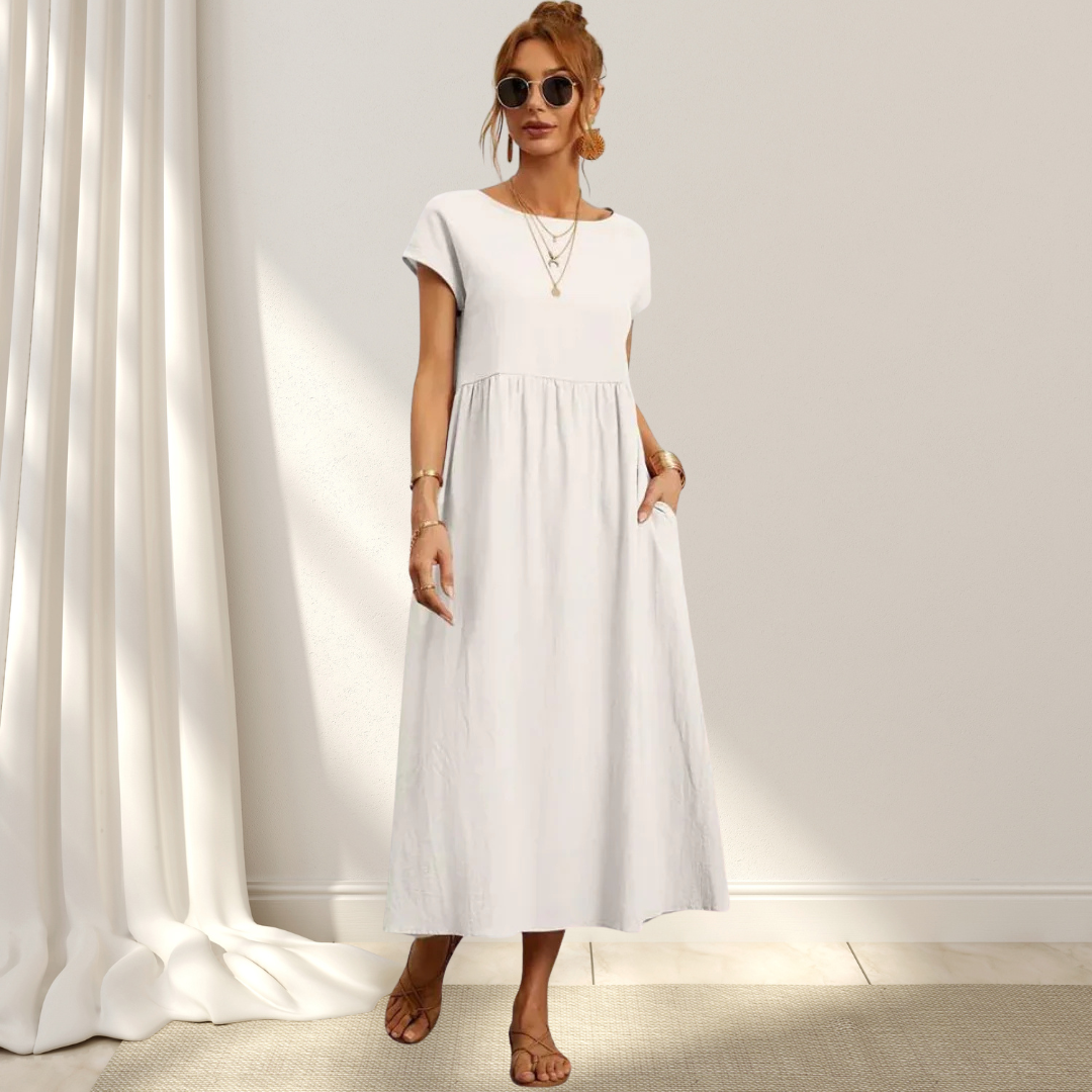 CHARLOTTE – LUXURIOUS COTTON-BLEND DRESS WITH TUMMY COVERAGE