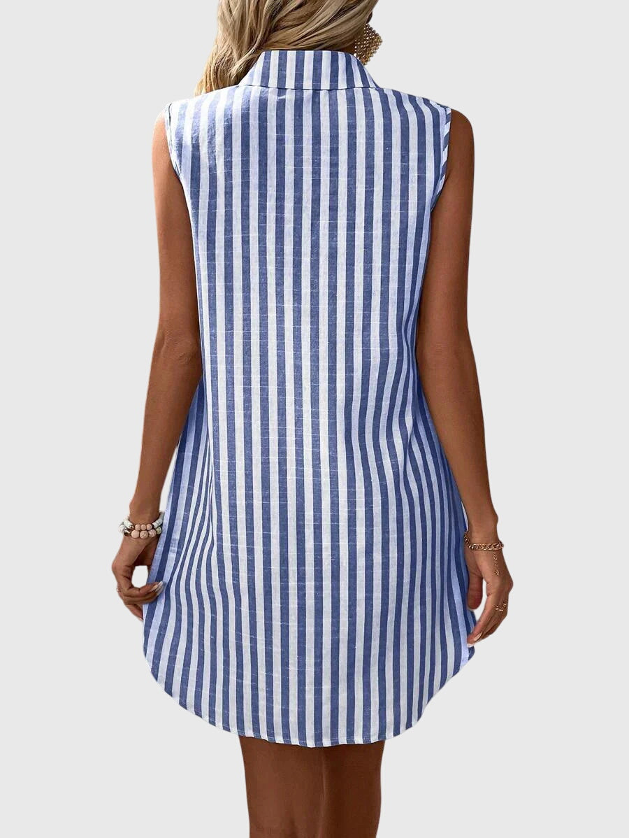 ISLA – FLARED STRIPED SHIRT DRESS WITH TUMMY COVERAGE