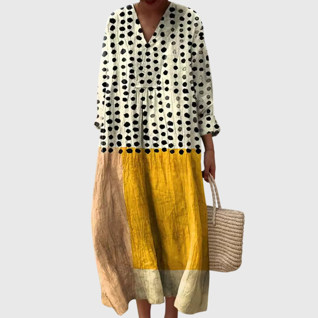 AYLA – GEOMETRIC FLOW DRESS WITH TUMMY COVERAGE