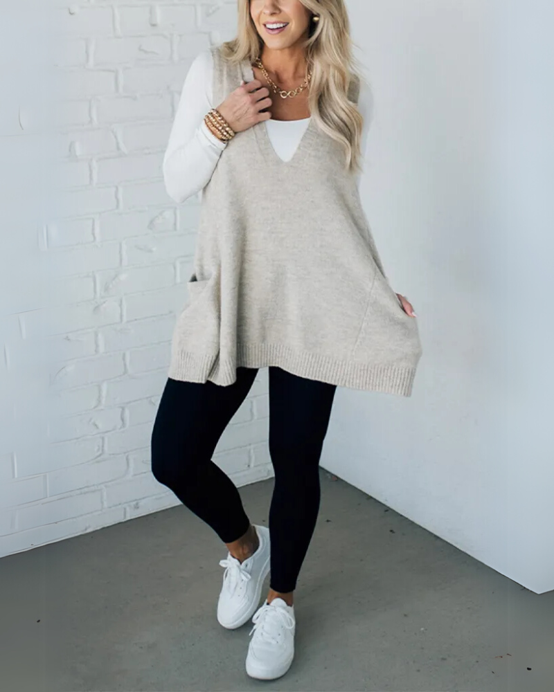 AROLA | ELEGANT COZY RELAXED-FIT KNIT VEST