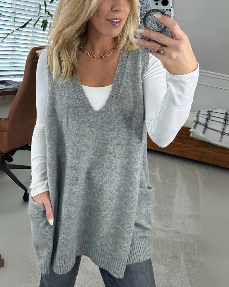 AROLA | ELEGANT COZY RELAXED-FIT KNIT VEST