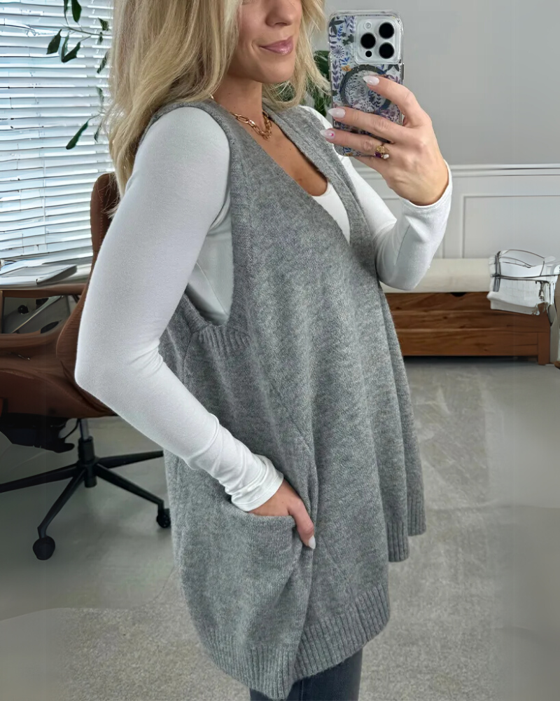 AROLA | ELEGANT COZY RELAXED-FIT KNIT VEST