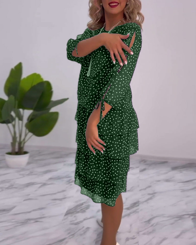 JANICE – RELAXED-FIT ELEGANT LAYERED POLKA DOT DRESS
