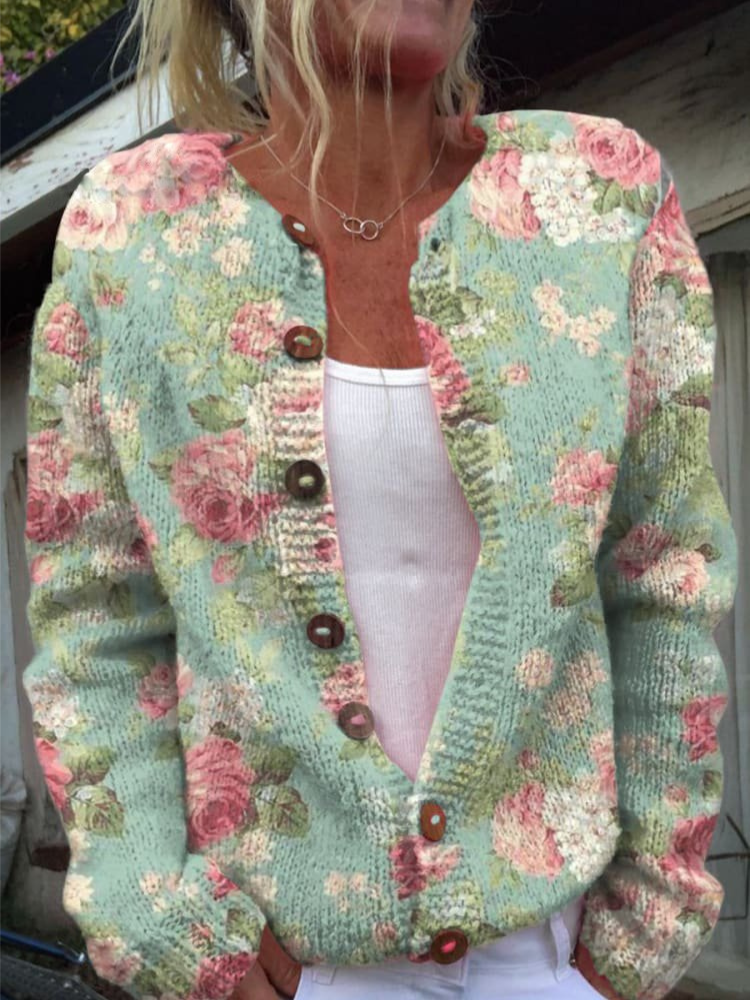 IRENE | ELEGANT FLORAL PATTERN CARDIGAN