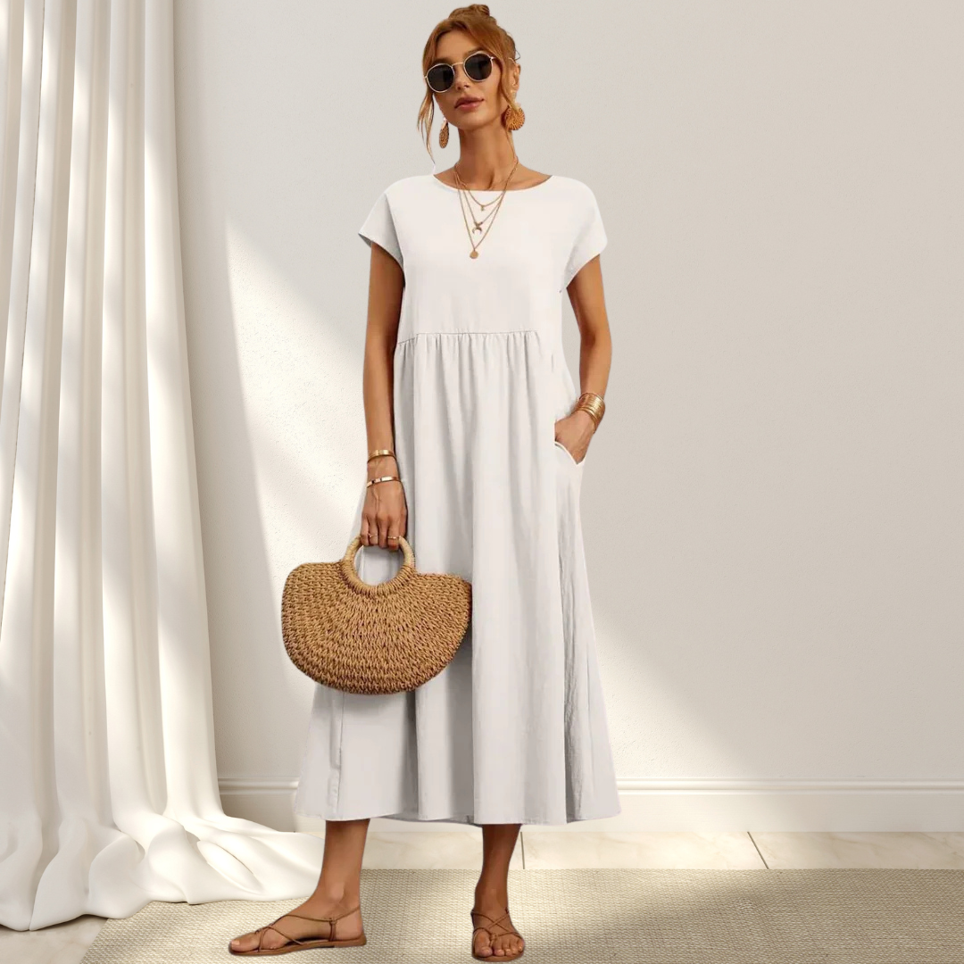 CHARLOTTE – LUXURIOUS COTTON-BLEND DRESS WITH TUMMY COVERAGE
