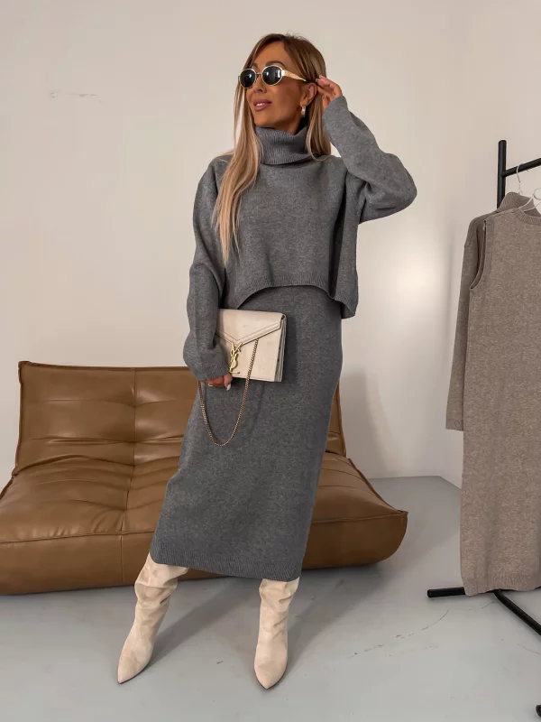 NINI | AUTUMN CHIC KNIT DRESS & TURTLENECK SET