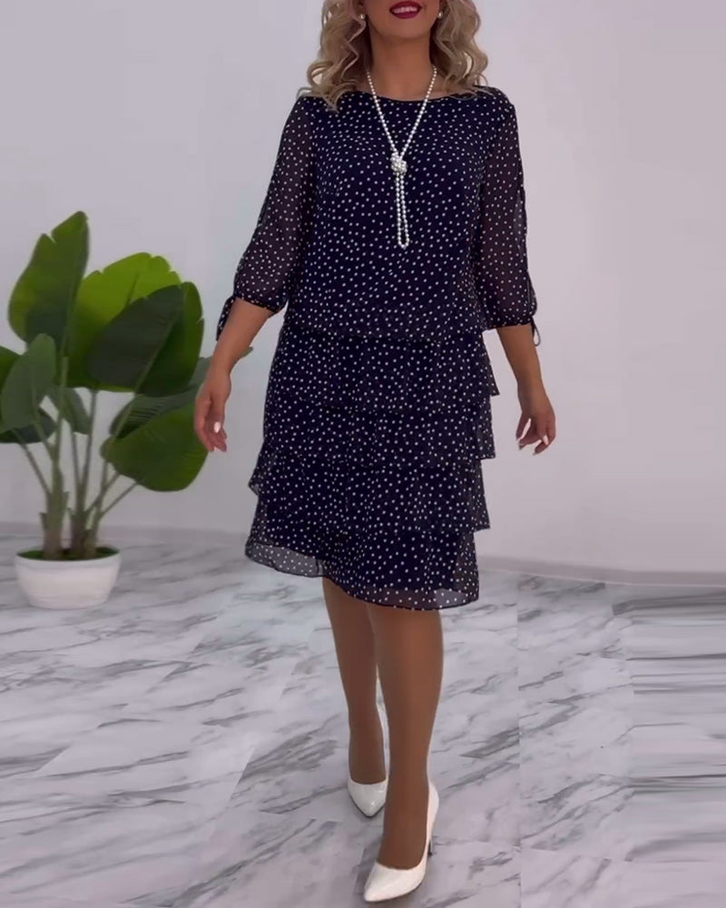 JANICE – RELAXED-FIT ELEGANT LAYERED POLKA DOT DRESS