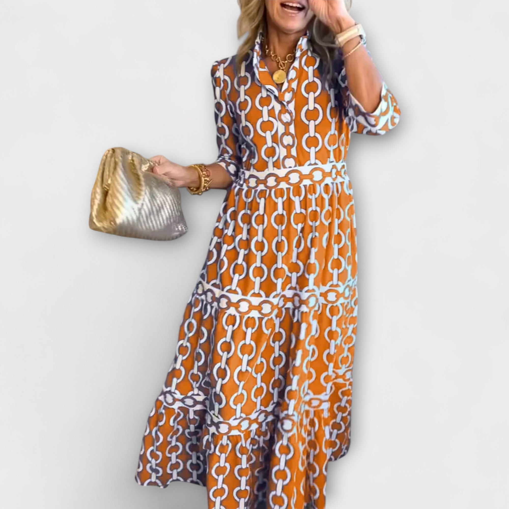ZOE - LUXE REGULAR FIT CHAIN PRINT MIDI DRESS