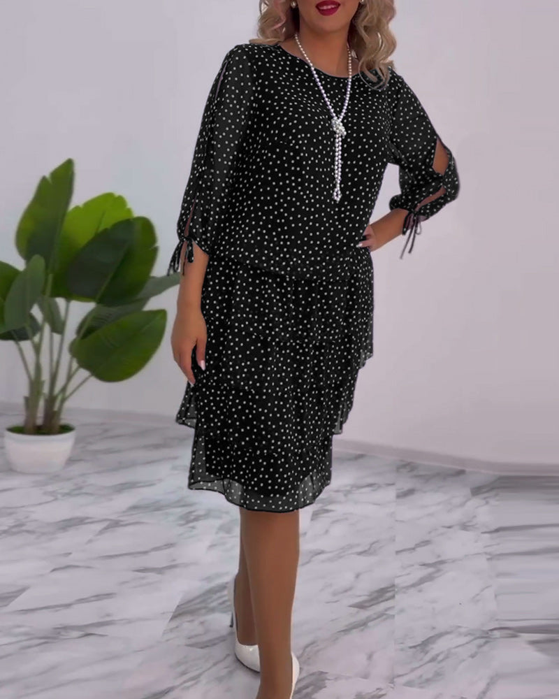 JANICE – RELAXED-FIT ELEGANT LAYERED POLKA DOT DRESS