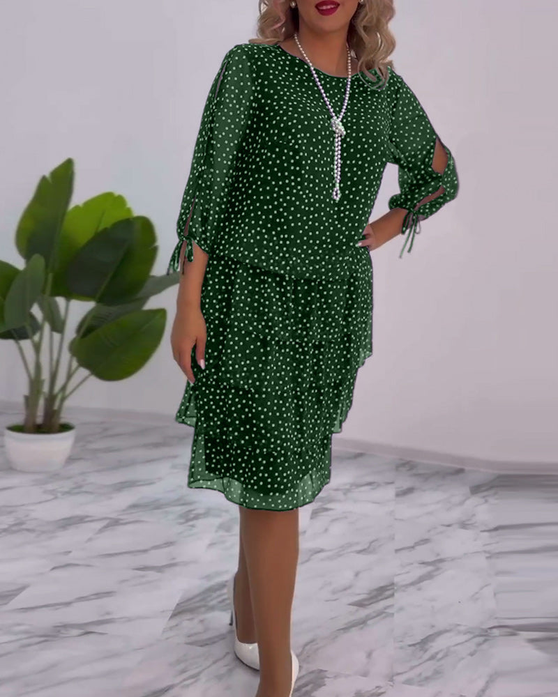 JANICE – RELAXED-FIT ELEGANT LAYERED POLKA DOT DRESS