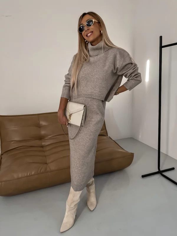 NINI | AUTUMN CHIC KNIT DRESS & TURTLENECK SET