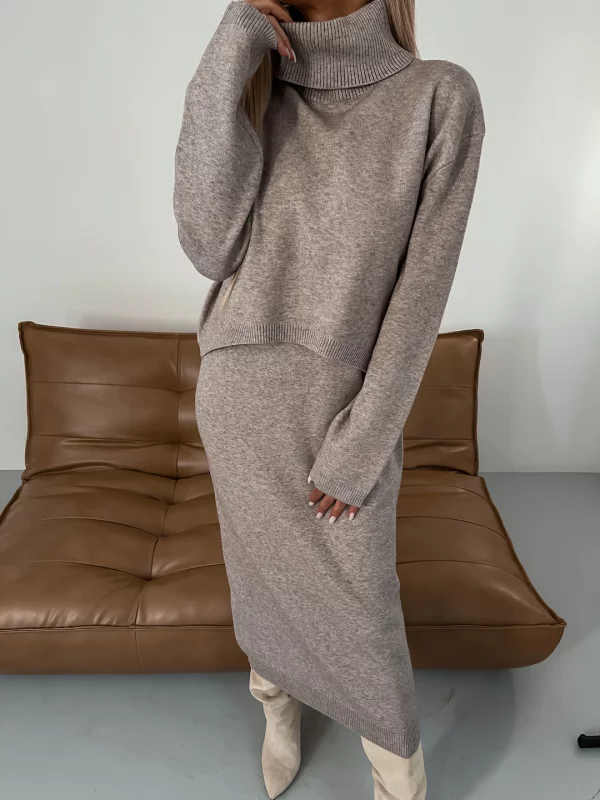NINI | AUTUMN CHIC KNIT DRESS & TURTLENECK SET