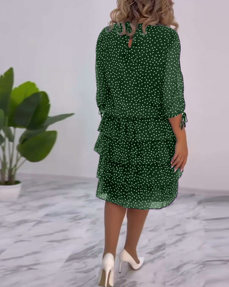 JANICE – RELAXED-FIT ELEGANT LAYERED POLKA DOT DRESS