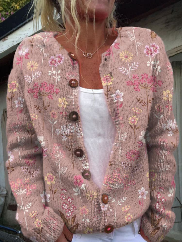 IRENE | ELEGANT FLORAL PATTERN CARDIGAN