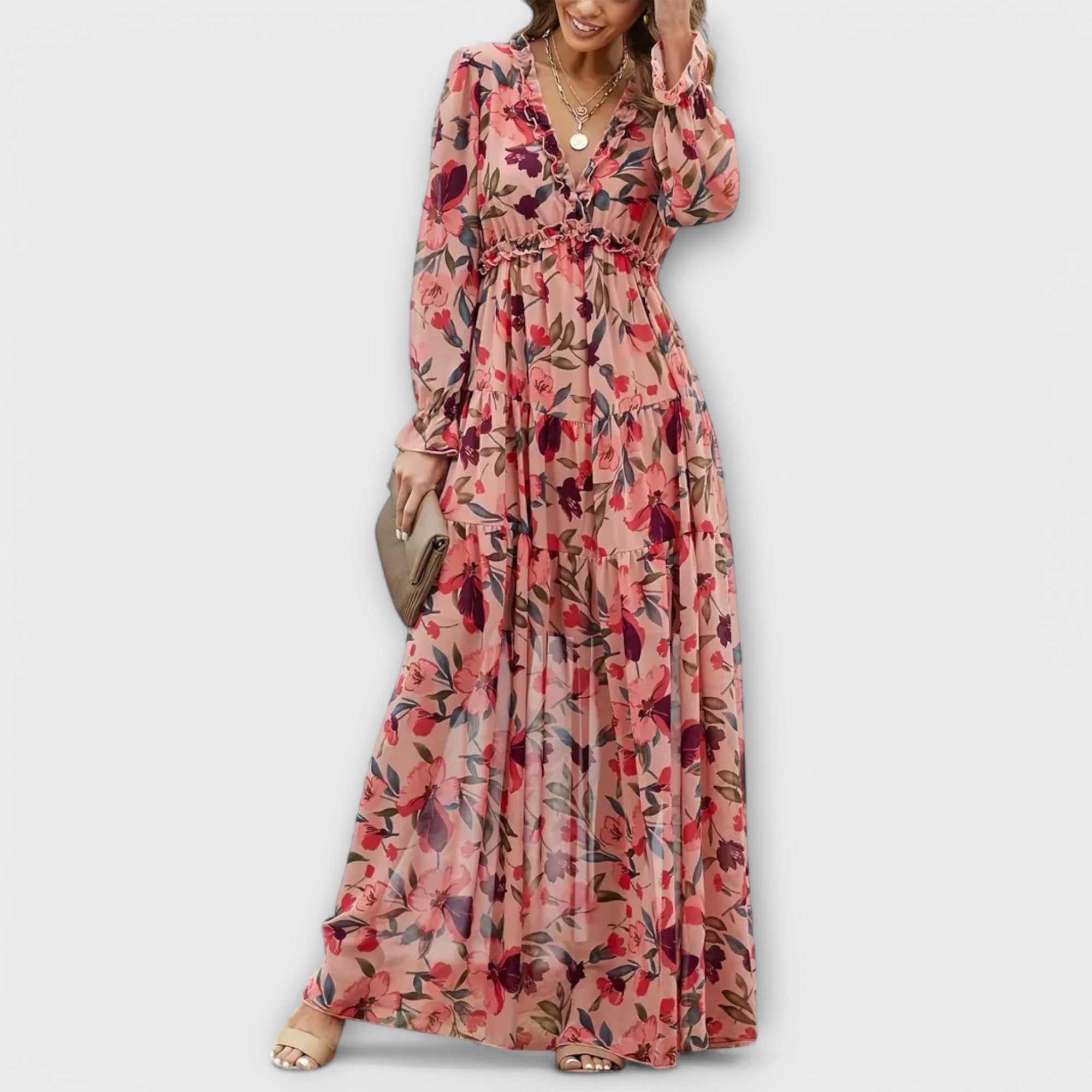 LUNA - STYLISH ELEGANT LUXURY FLORAL MAXI DRESS