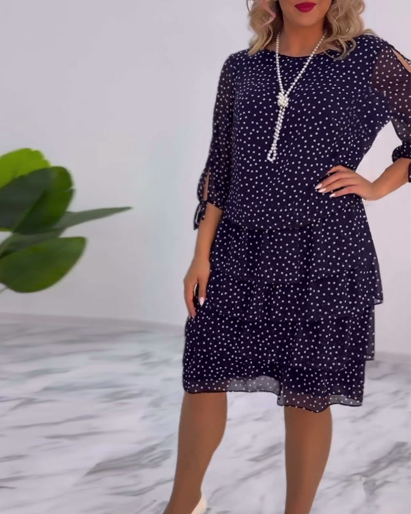 JANICE – RELAXED-FIT ELEGANT LAYERED POLKA DOT DRESS