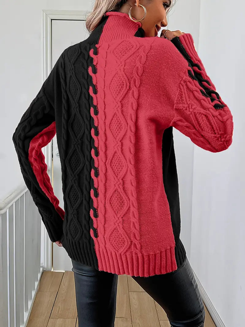 LISE | ELEGANT STRIPED TURTLENECK SWEATER