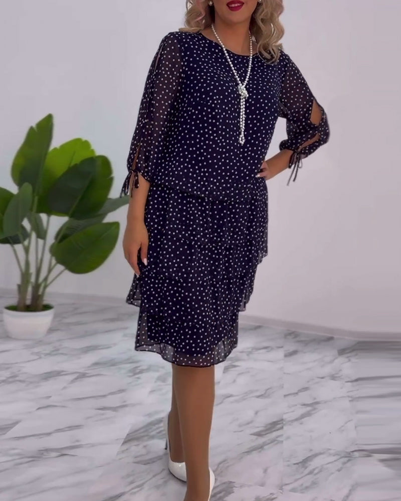 JANICE – RELAXED-FIT ELEGANT LAYERED POLKA DOT DRESS