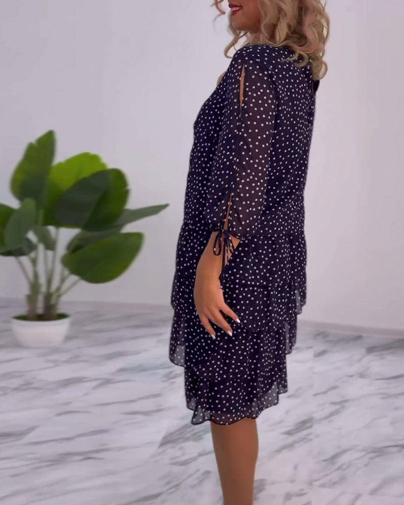 JANICE – RELAXED-FIT ELEGANT LAYERED POLKA DOT DRESS