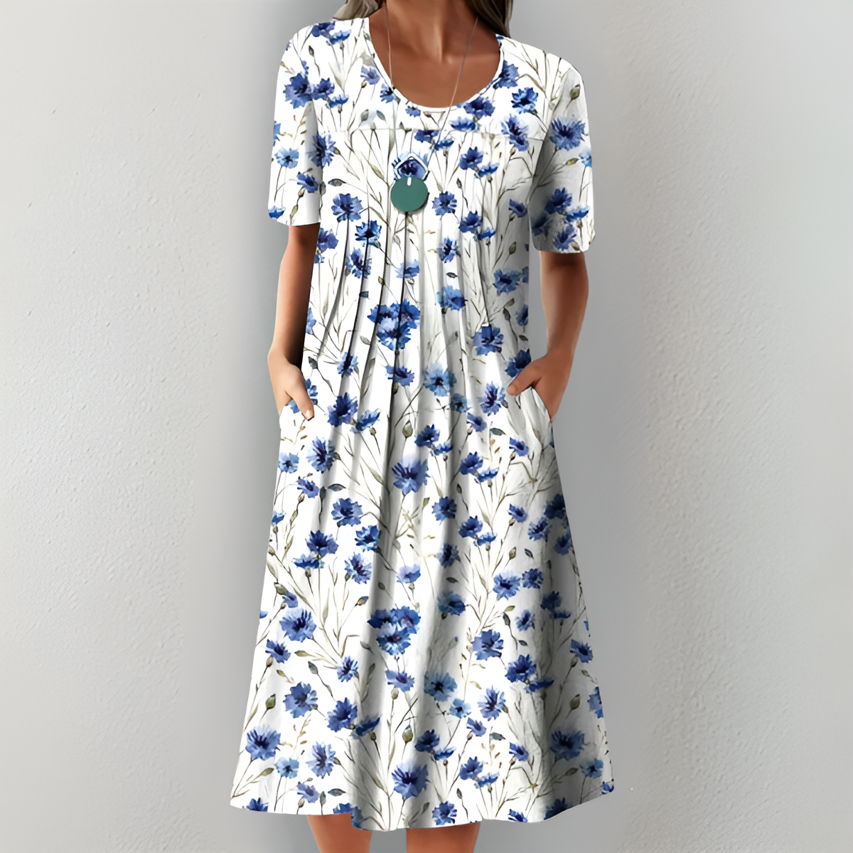 SERINA – ELEGANT RELAXED-FIT PRINTED DRESS