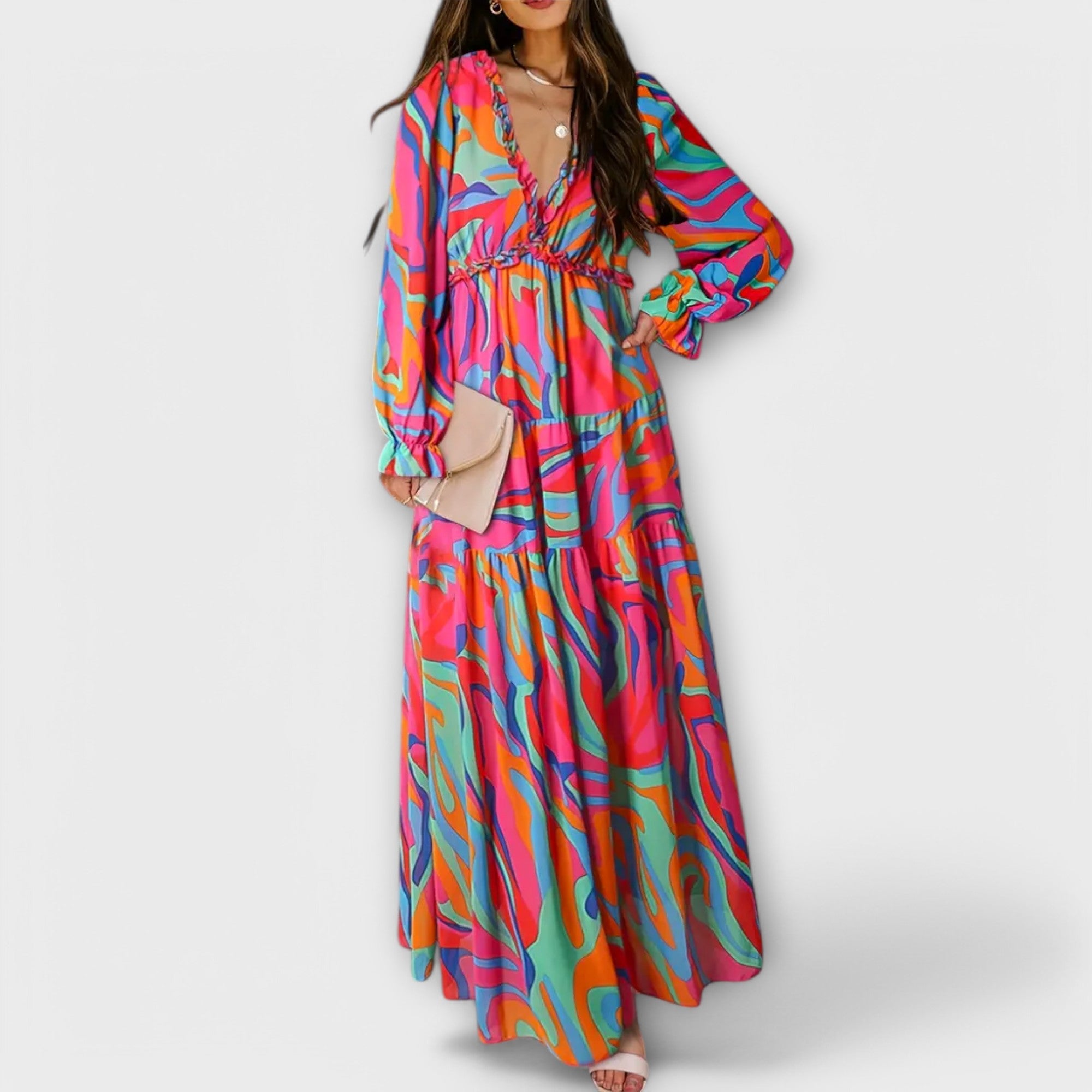 LUNA - STYLISH ELEGANT LUXURY FLORAL MAXI DRESS