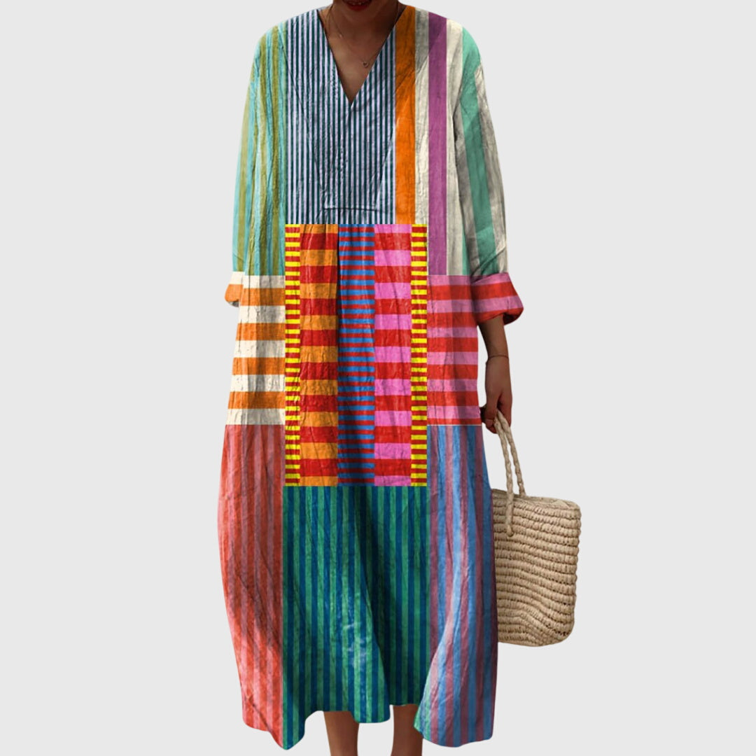AYLA – GEOMETRIC FLOW DRESS WITH TUMMY COVERAGE
