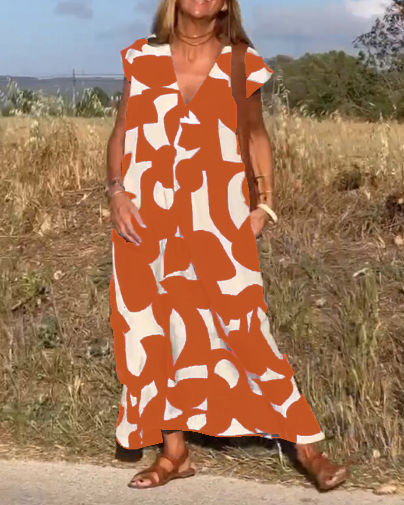 SOFIA – ELEGANT RELAXED-FIT V-NECK MAXI DRESS WITH TUMMY COVERAGE