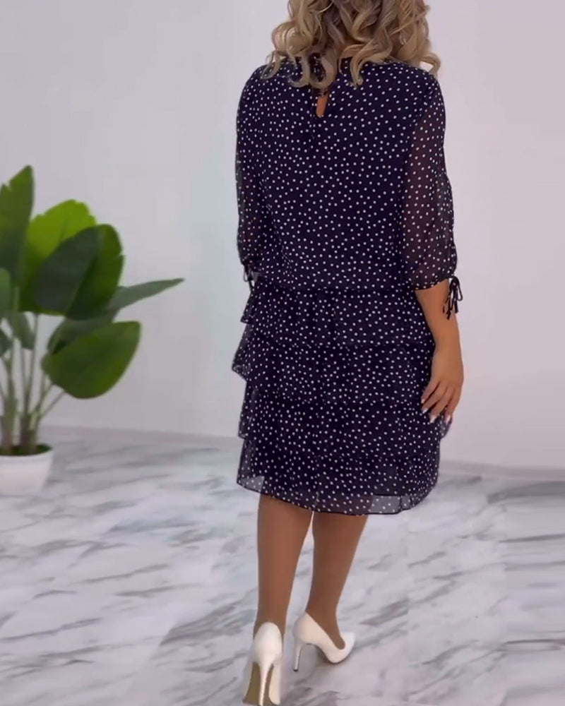 JANICE – RELAXED-FIT ELEGANT LAYERED POLKA DOT DRESS