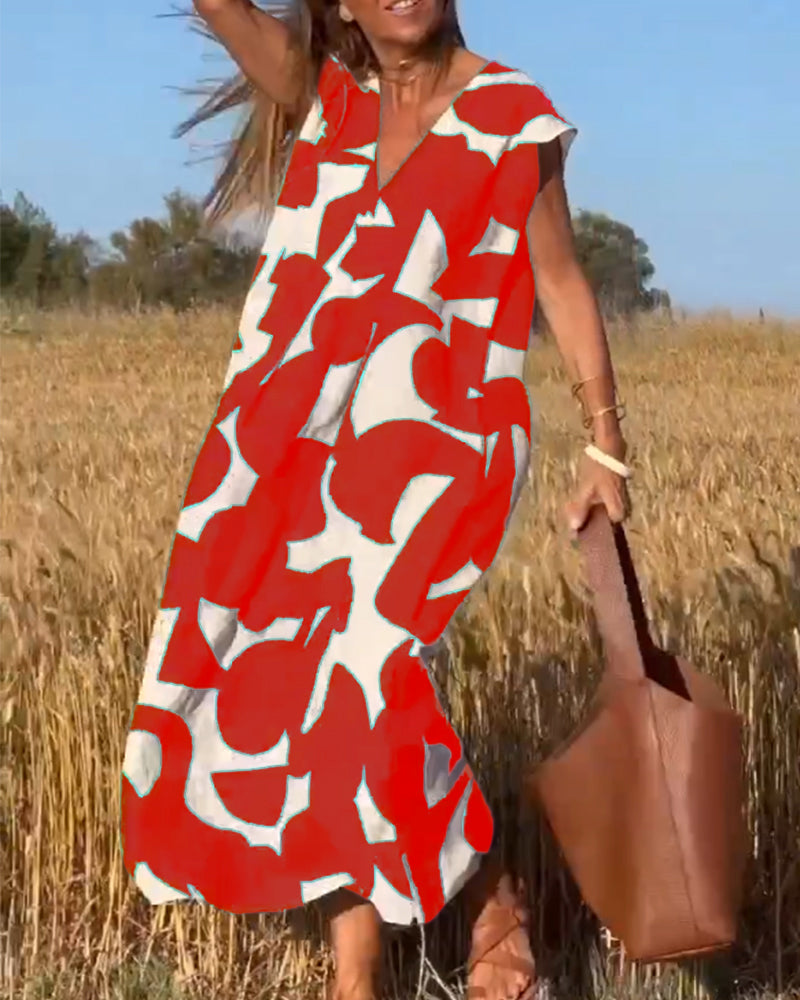 SOFIA – ELEGANT RELAXED-FIT V-NECK MAXI DRESS WITH TUMMY COVERAGE