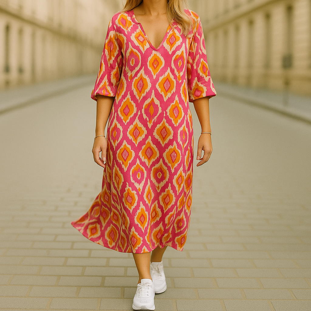LUCIA – ELEGANT BOHEMIAN LONG DRESS WITH TUMMY COVERAGE