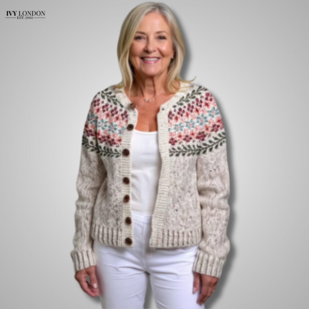 AMARA | FLORAL KNITTED CARDIGAN WITH TUMMY COVERAGE WITH TUMMY COVER
