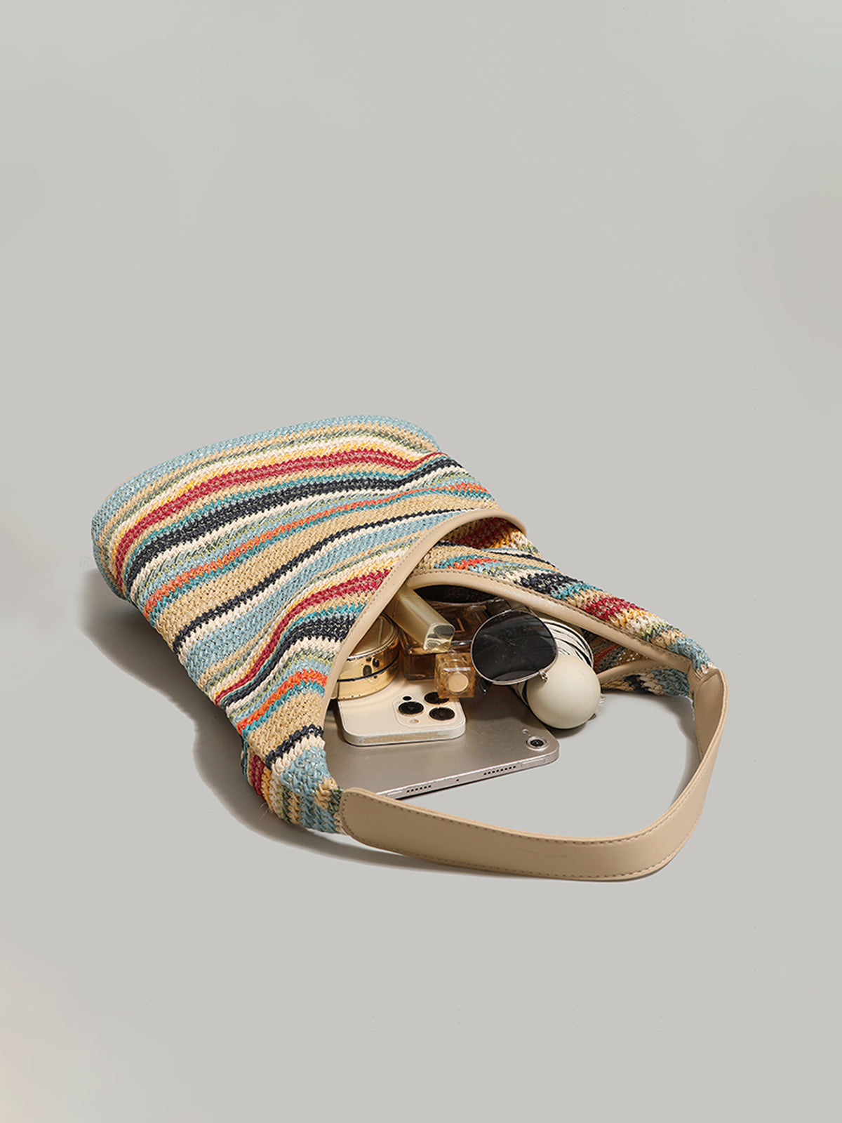 Ivy Rainbow Grass Woven Shoulder Bag