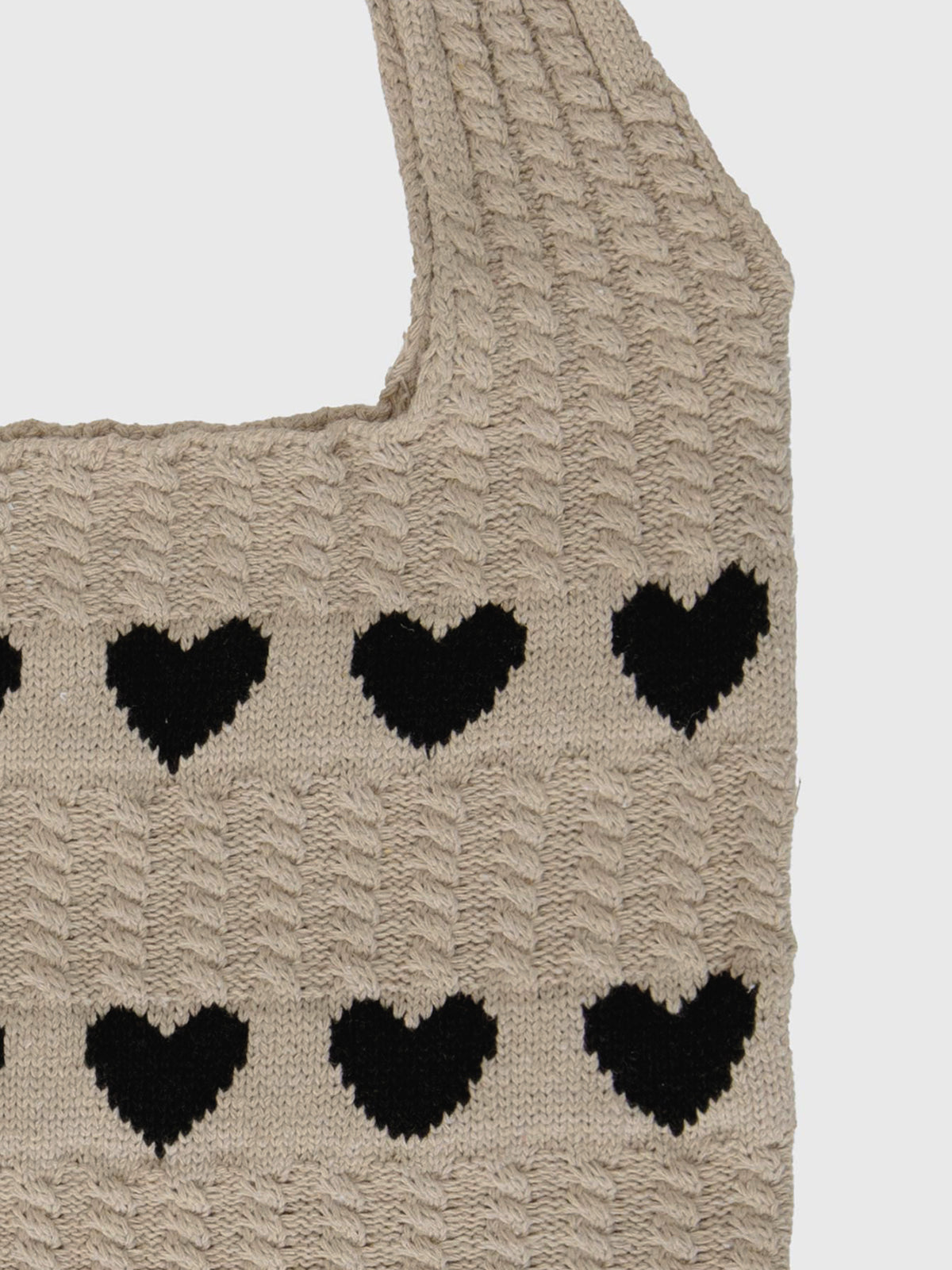 Ivy Heart Pattern Knit Shoulder Bag