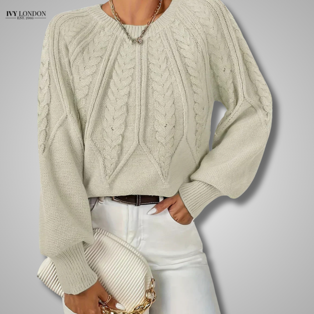 JILLIAN | CABLE KNIT RAGLAN SLEEVE SWEATER WITH TUMMY COVERAGE