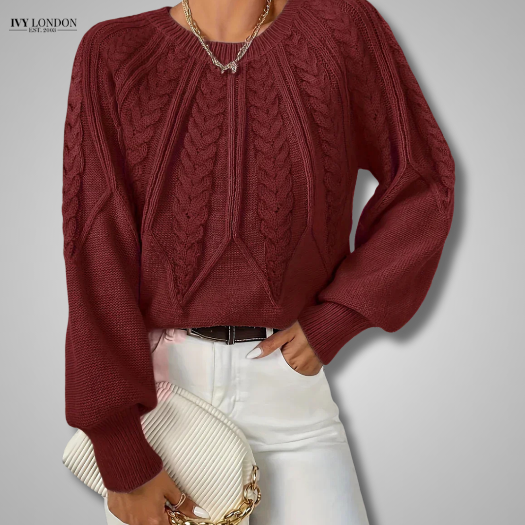 JILLIAN | CABLE KNIT RAGLAN SLEEVE SWEATER WITH TUMMY COVERAGE
