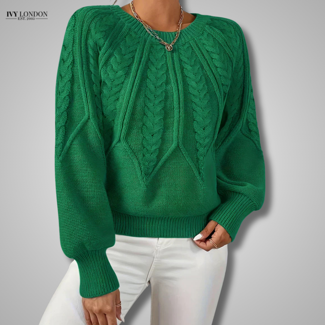 JILLIAN | CABLE KNIT RAGLAN SLEEVE SWEATER WITH TUMMY COVERAGE