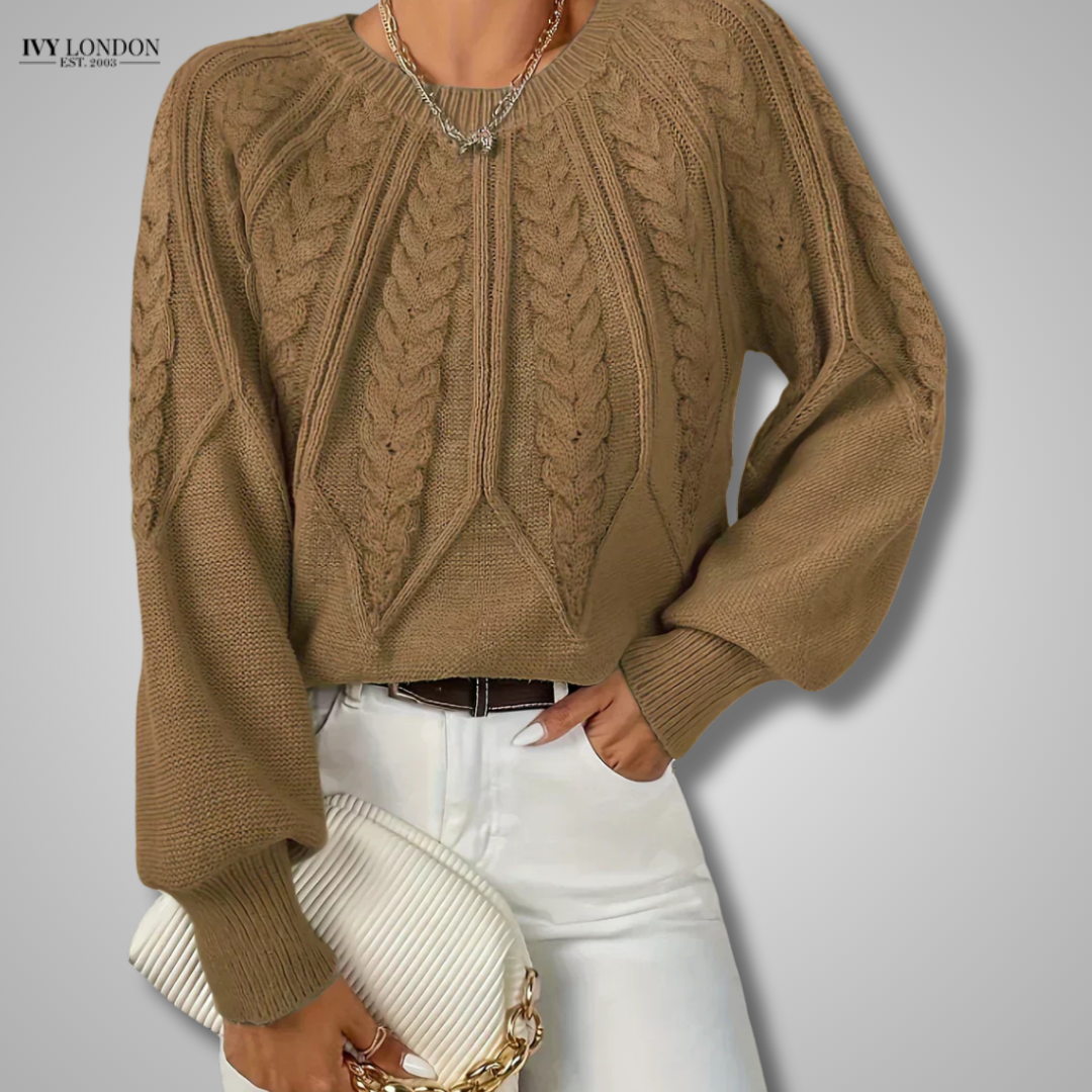 JILLIAN | CABLE KNIT RAGLAN SLEEVE SWEATER WITH TUMMY COVERAGE