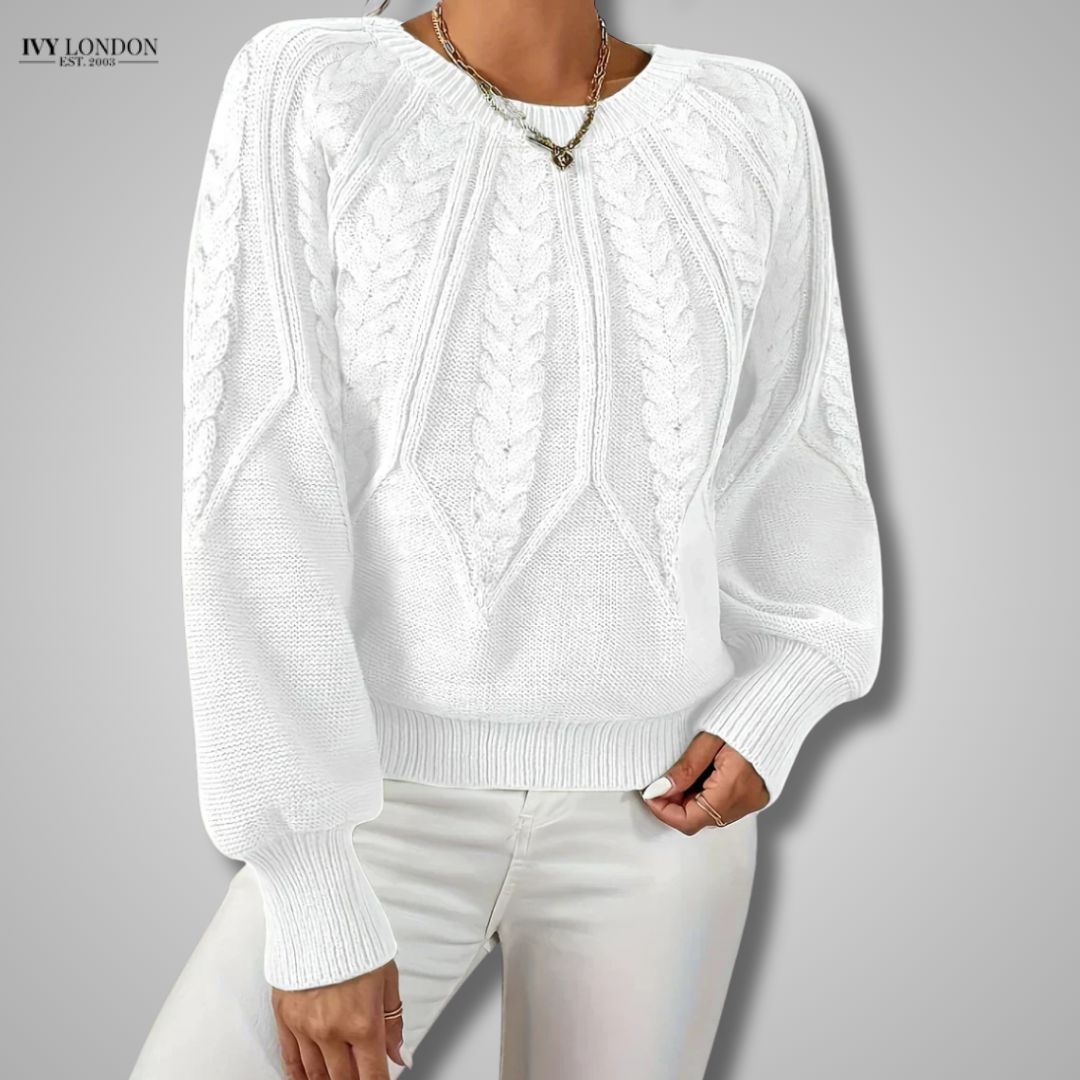 JILLIAN | CABLE KNIT RAGLAN SLEEVE SWEATER WITH TUMMY COVERAGE