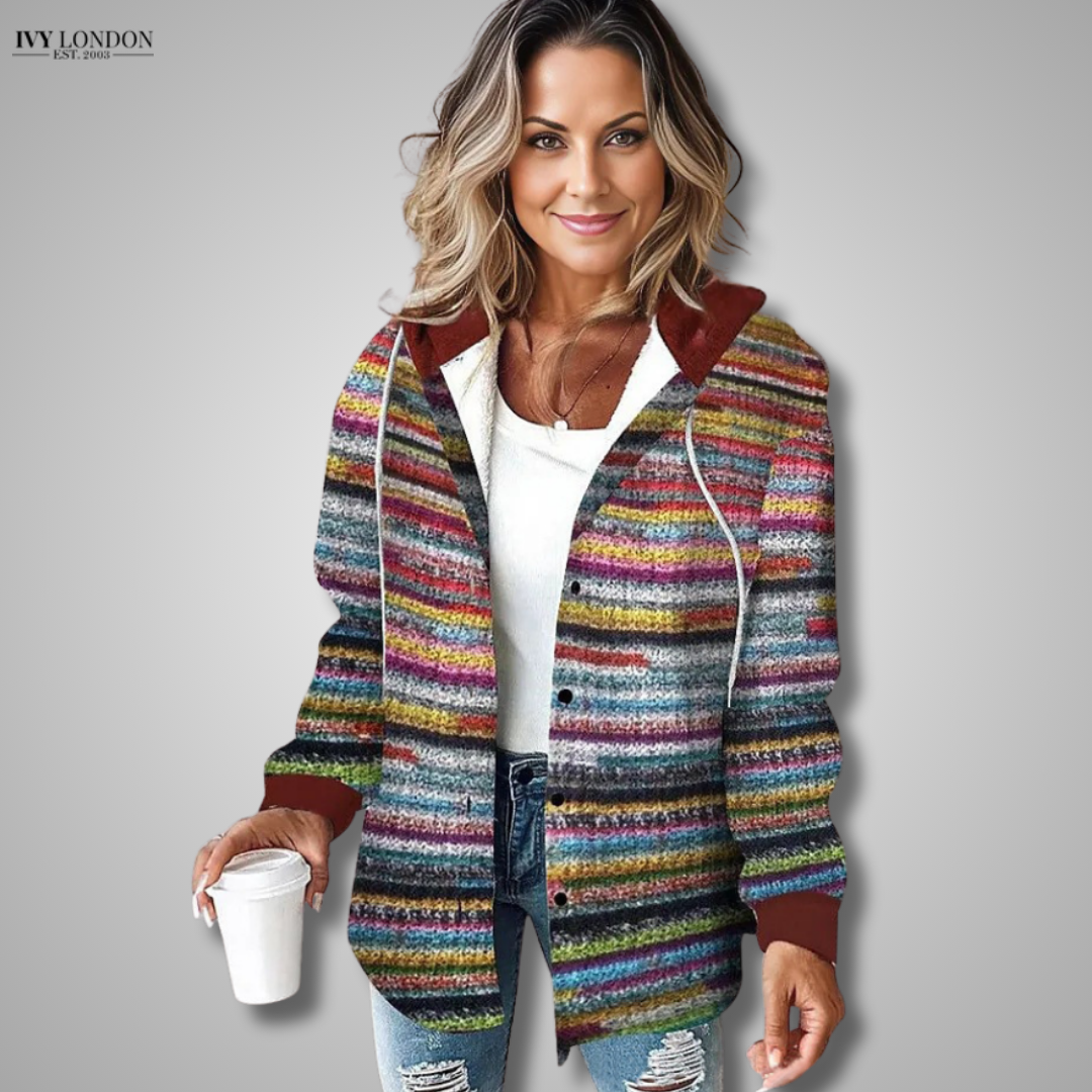 JACQUELINE | ELEGANT PLAID HOODED JACKET WITH TUMMY COVERAGE